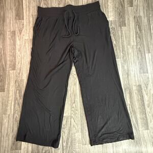 Terra & Sky Black Wide Leg Lounge Pants 1X (16W-18W) Stretch Pull-On Comfort